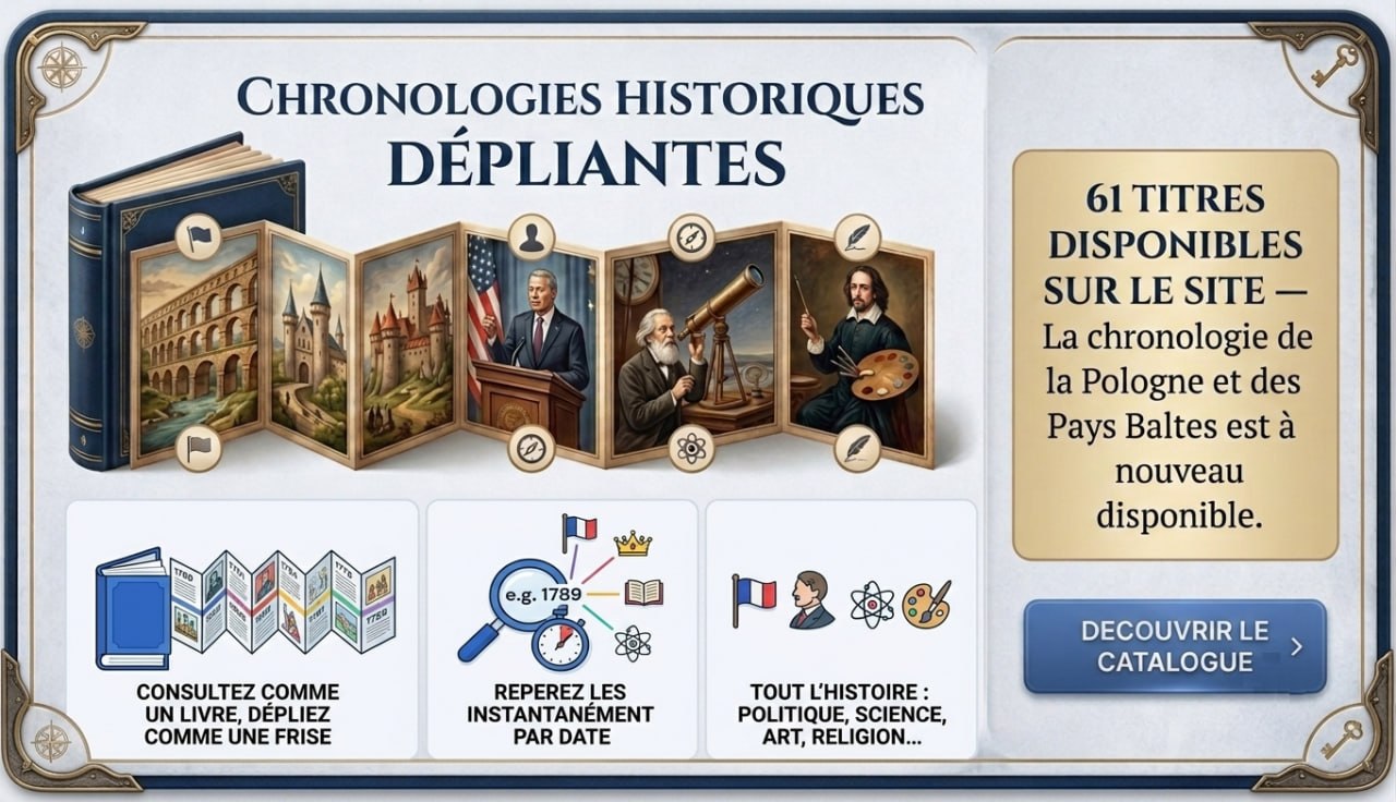Chronologies historiques depliables - 60 titres disponibles